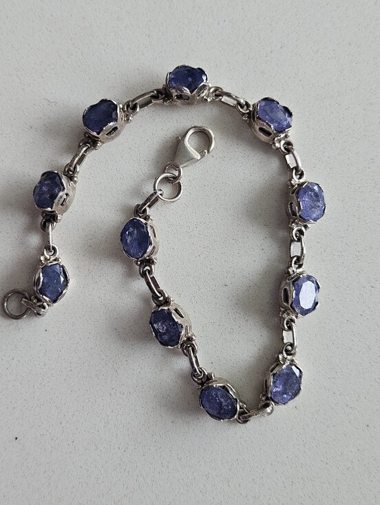Fabulous Artisan 11tcw+ Natural Tanzanite Sterling Silver Tennis Bracelet 8\